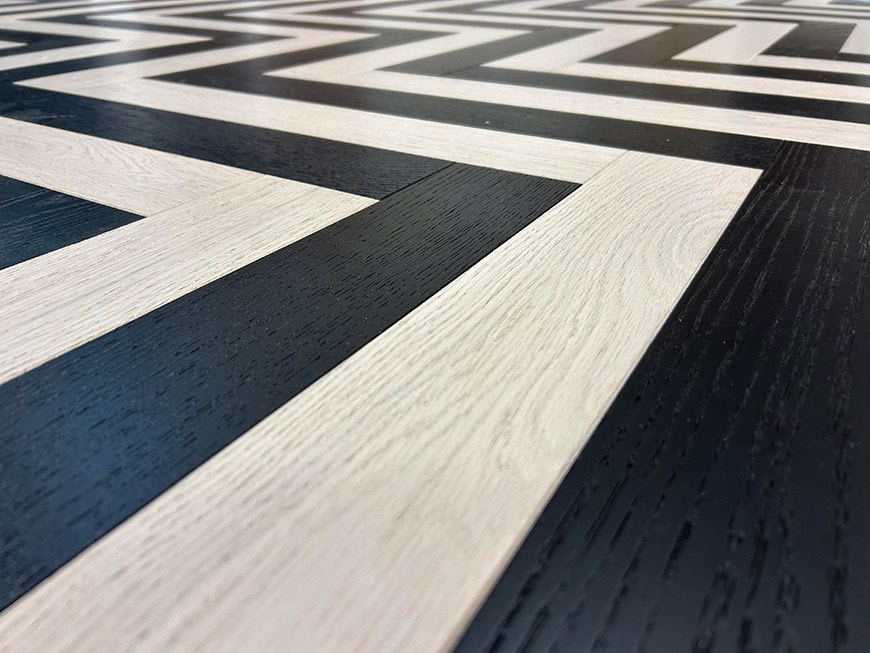 black and white prefinished hardwood floor